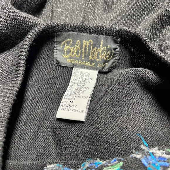 Bob Mackie Black, Silver & Turquoise Round Neck Sweater Size M - Picture 9 of 9